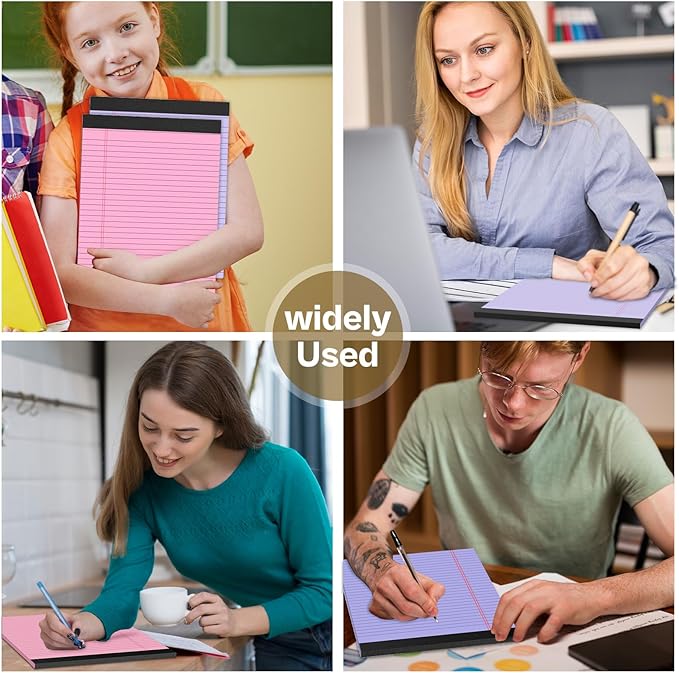 2 Pack Legal Pads 8.5 x 11 Pink Note Pads 8.5 x 11 Purple Notepad 8.5 x 11 Perforated Writing Pads 8.5 x 11 Lined Paper Pads Wide Ruled Pad of Paper 30 Sheets Notebook for Study, To-Do Lists, Office-DeskLoop Office