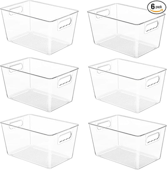 YIHONG 6 Pack Clear Pantry Organizer Bins, Plastic Containers by YIHONG