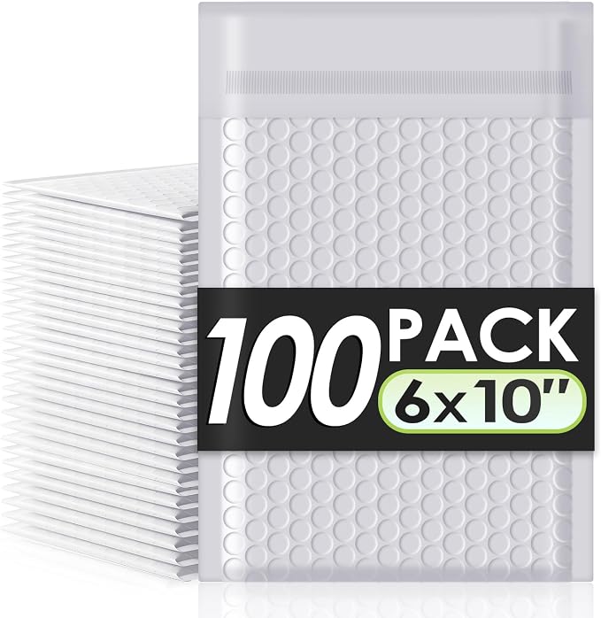 packbabol Bubble Mailers 6x10" 100 Pack Grey and White Padded Envelopes Mailers by packbabol