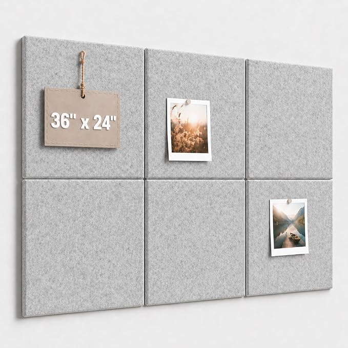 Felt Bulletin Board Tiles, Large Cork Board Alternative, 24 x 36 in | 0.35 in by CreateYourIdealSpace