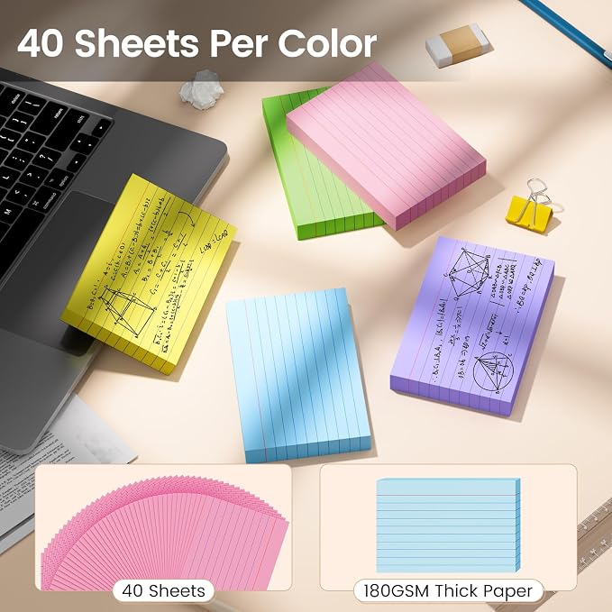 Index Cards 4x6, 200 Sheets, Ruled Color Flash Cards - Image 4
