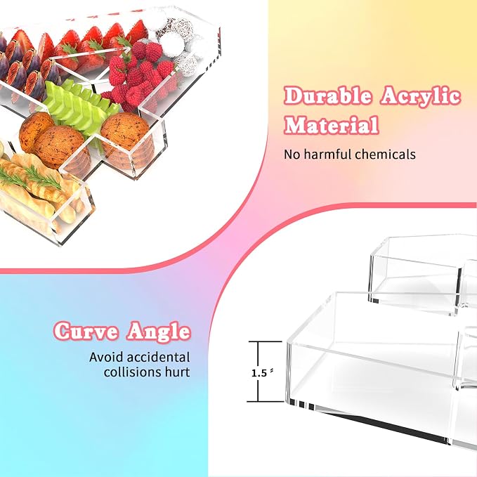 11" Acrylic Number Charcuterie Tray, Fillable Number Charcuterie Box - Image 3