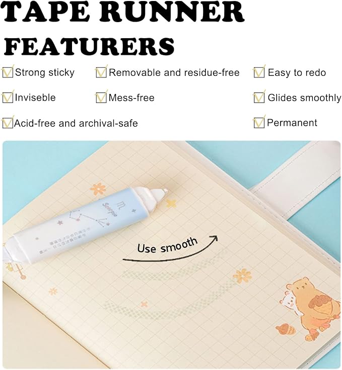 2 in 1 Correction Tape and Double Sided Tape Roller, Cute Quick Dry Japan - Image 5
