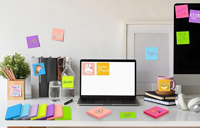 Sticky Notes 3x3 inch, Self-Stick Pads Bright Colors Sticky Note, Recyclable - Image 7