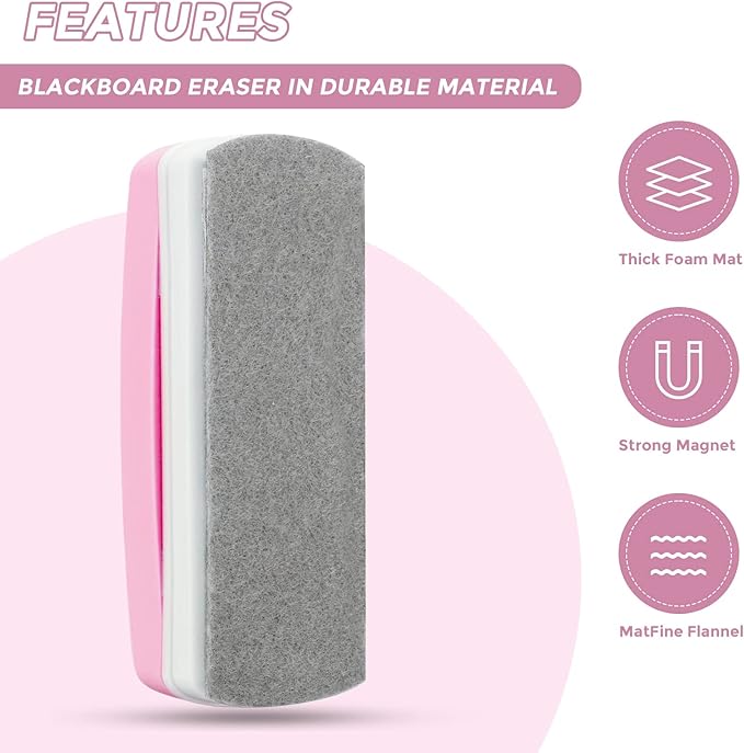 Ddaowanx Whiteboard Eraser, Magnetic Dry Erase Eraser, Glass Board Eraser,School and Office Supplies, Pack of 2 (Pink)-DeskLoop Office