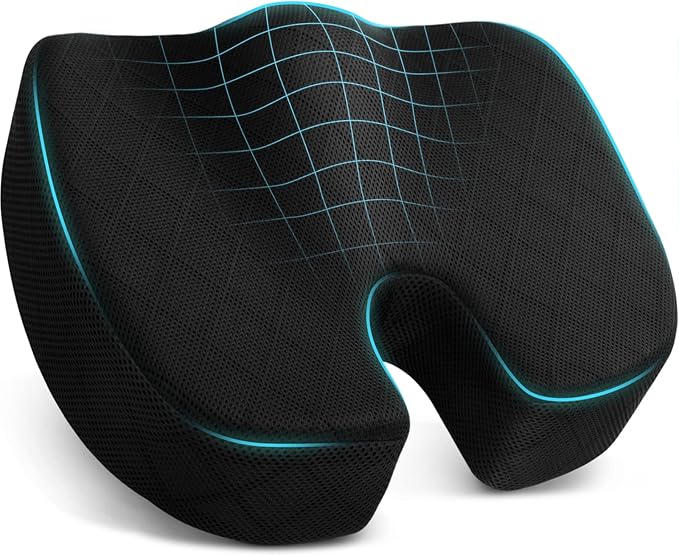 TushGuard Seat Cushion - Cushion for Office Chair, Car Seat, Airplane, Bleacher - Sciatica & Coccyx Pain Relief Desk Chair Cushion for Long Sitting Office Workers, Car Drivers(Black, XX-Large)-DeskLoop Office