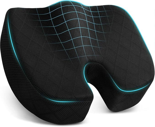 TushGuard Seat Cushion - Cushion for Office Chair, Car Seat, Airplane, Bleacher - Sciatica & Coccyx Pain Relief Desk Chair Cushion for Long Sitting Office Workers, Car Drivers(Black, XX-Large)-DeskLoop Office