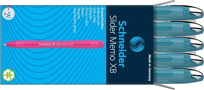 Schneider Slider Memo XB Ballpoint Pen Pack of 10, Case Colour: Teal, Ink - Image 5