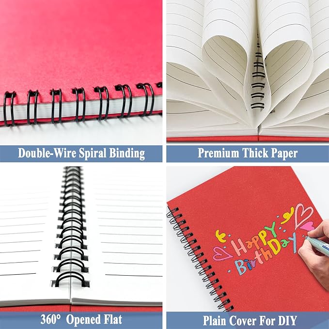 GINMLYDA Red Small Spiral Notebook 6Pack, 120 Lined Pages 8.25x5.50 Inches - Image 3