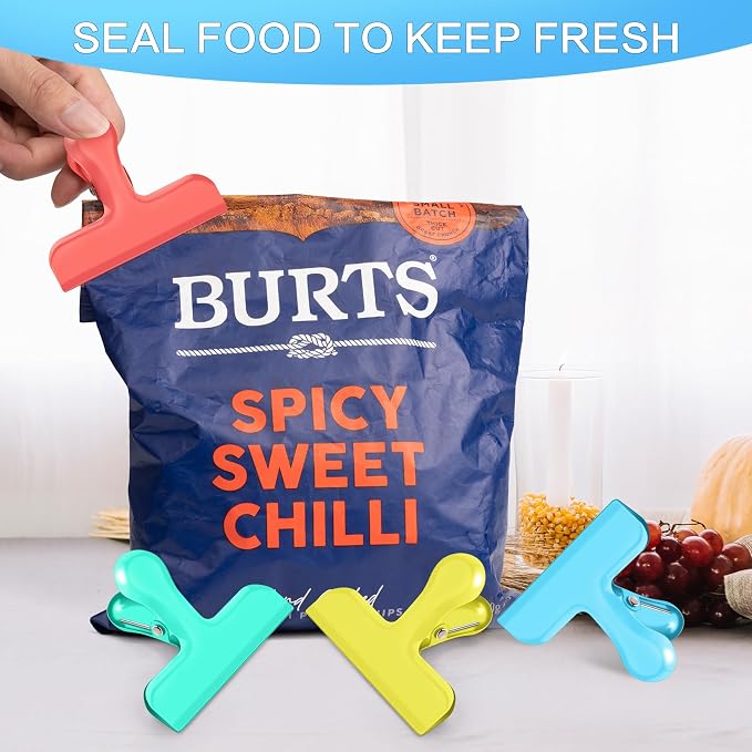 Chip Bag Clips, 12 Pack Heavy Duty Chip Clips & Food Clip, Air Tight Seal Bag - Image 5