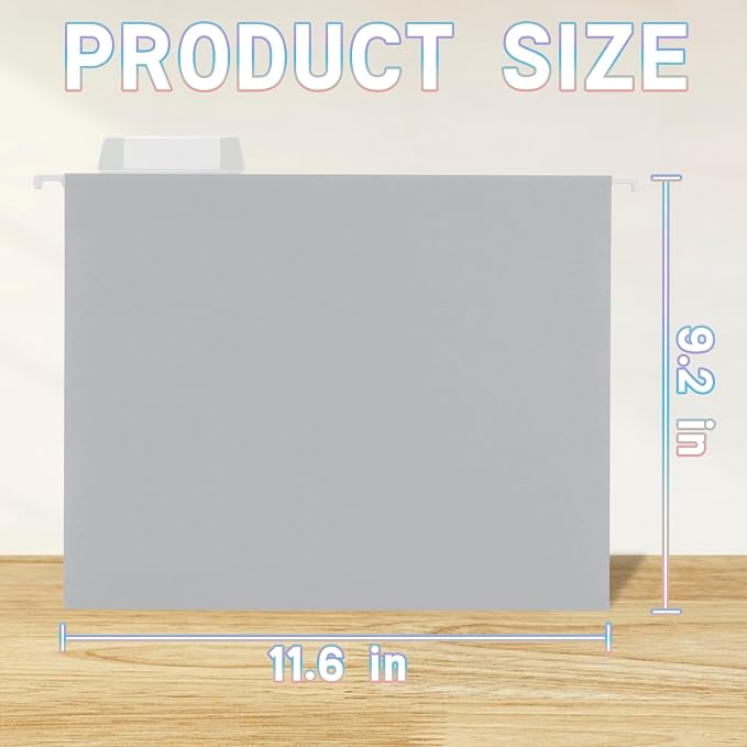 25 Packs Hanging File Folders Grey, Letter Size 8.5x11, Hanging File Folders - Image 2