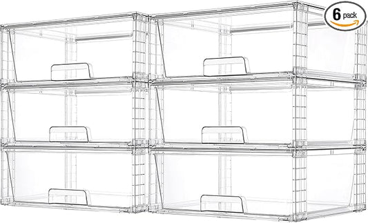 Vtopmart 6 Pack Large Stackable Storage Drawers, Easily Assemble Clear Acrylic by Vtopmart