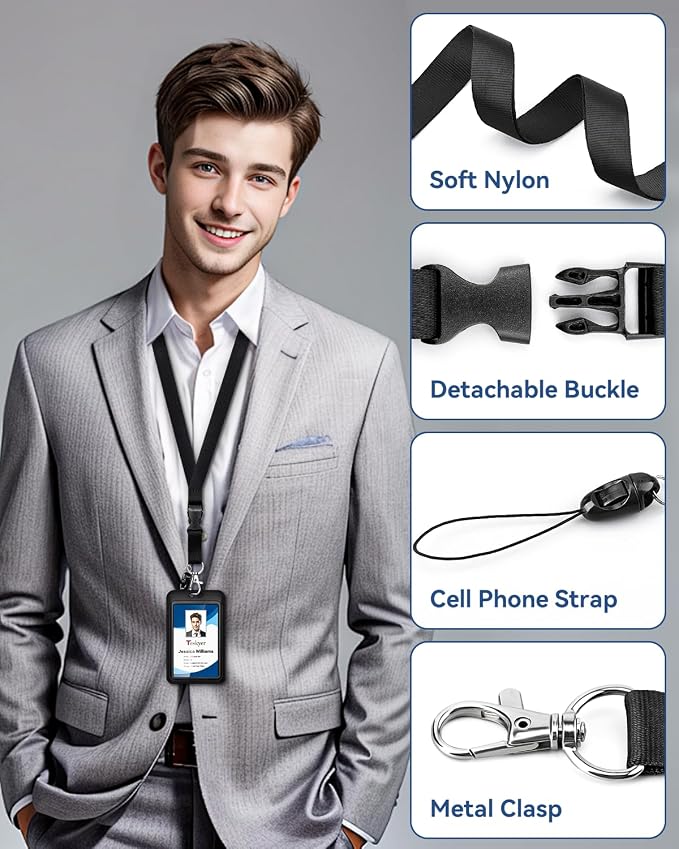 Teskyer Lanyards for ID Badges Set, 2 ID Badge Holder - Image 3