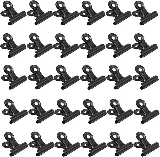 Bonsicoky 30 Pack Black Bulldog Clips, 1.2 inch / 30mm Mini Metal Hinge Clips - Image 2