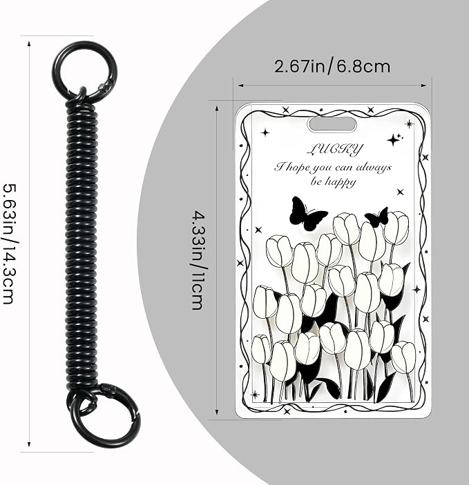 ID Card Badge Holder Key Chain Plastic Spring Rope - Image 3