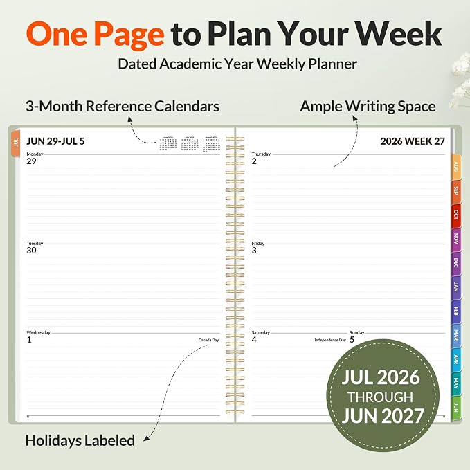 SUNEE Academic Planner 2026-2027 – Weekly & Monthly Planner, July 2026 to June - Image 2