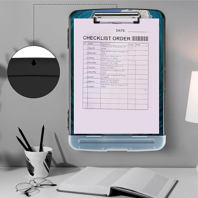 Clipboard with Storage, Heavy Duty Plastic Storage Clipboard with Low Profile - Image 4