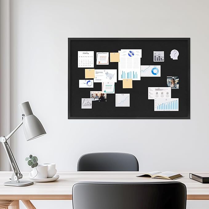 DAHAPYBOO Cork Board with Linen Black, Bulletin Board 36"x24" | Corkboards - Image 3