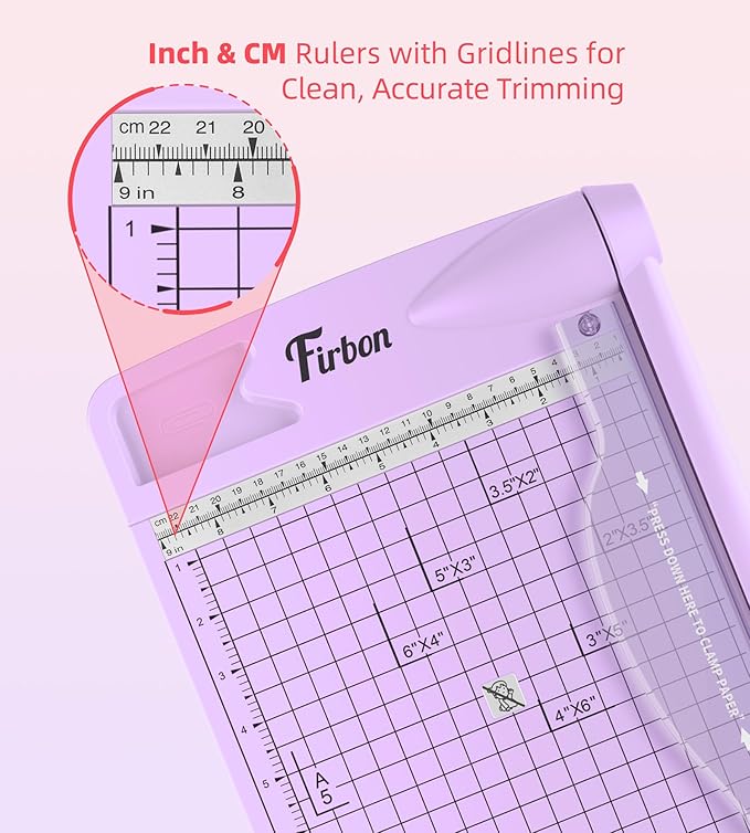 Firbon 12" Guillotine Paper Cutter, Heavy Duty 12-Sheet Capacity Trimmer for Cardstock, Photos, Scrapbooking, Office, Classroom, Studio (Purple)-DeskLoop Office