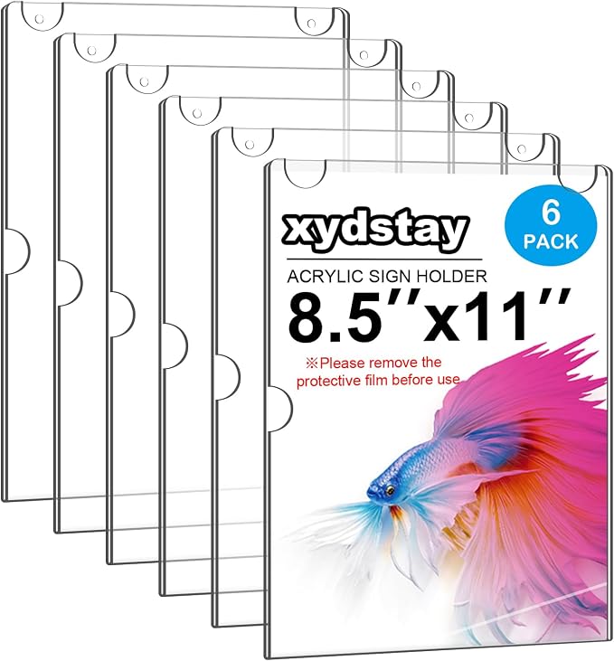 xydstay 6pack Acrylic Wall Sign Holder by xydled