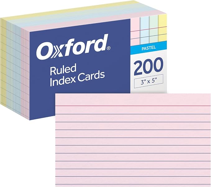 Oxford Ruled Index Cards, Lined Note Cards, Flashcards by Oxford