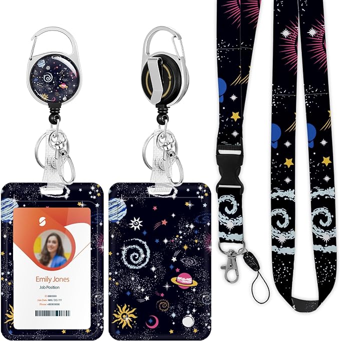 ID Badge Holder with Lanyard, Retractable ID Badge Card Holders Detachable Neck by Boutilon