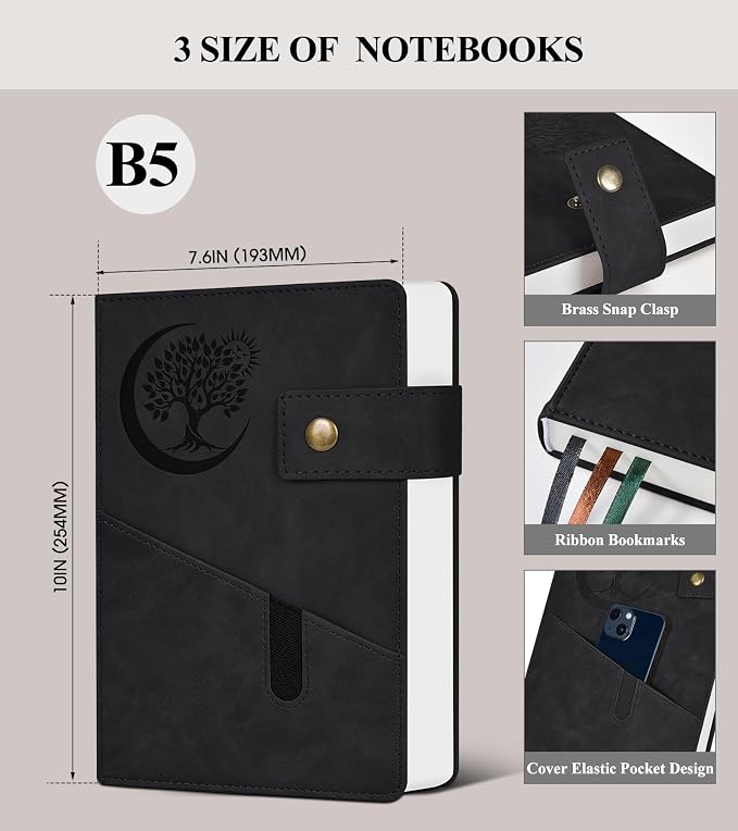 PAIBAS 7.6 x 10 Lined Notebook Journal 370 Pages Leather Journal - Image 2