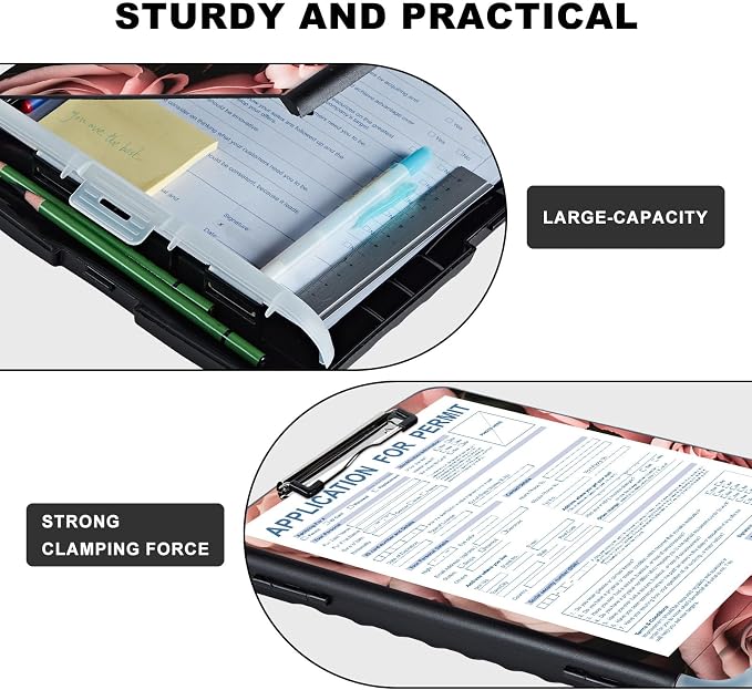 Clipboard with Storage, Heavy Duty Plastic Storage Clipboard with Low Profile - Image 3