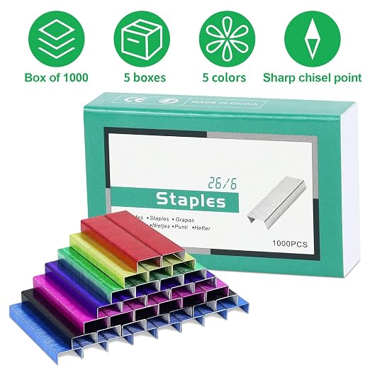 Multibey 5-Pack Colorful Staples Bulk Refill - Image 5