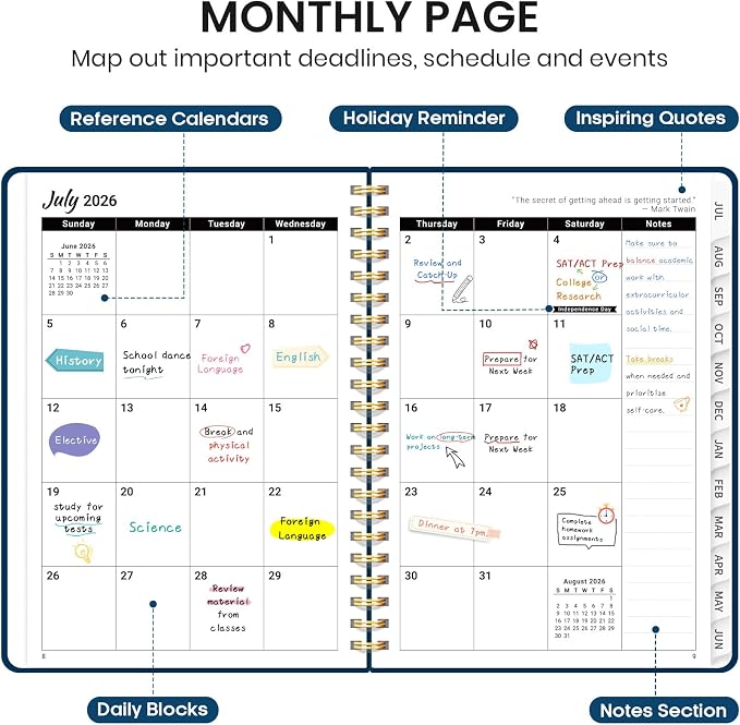 Planner 2026-2027 for Women & Men, Academic Monthly and Weekly Calendar Planner - Image 2