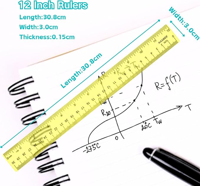 12 Inch Clear Ruler, Kids Ruler, School Ruler, Colored Plastic Rulers, in and cm - Image 2
