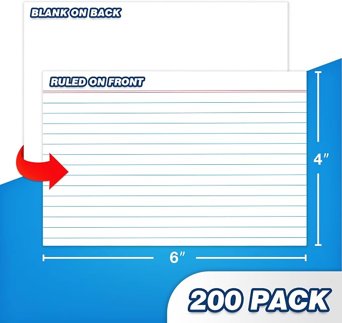Chell Ruled Index Cards 4x6 Inch Heavyweight, Ruled Front and Blank Back - Image 3