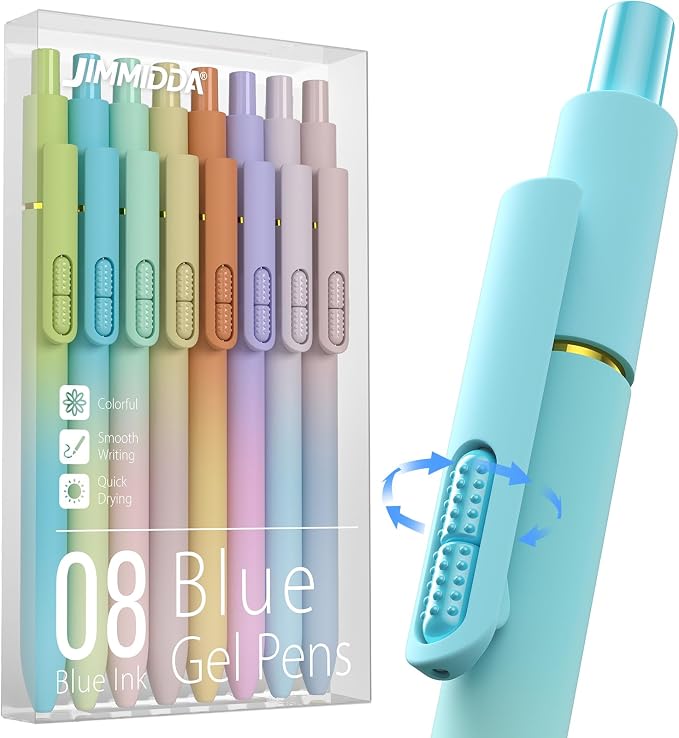 8 Pack Blue Gel Pens by JIMMIDDA