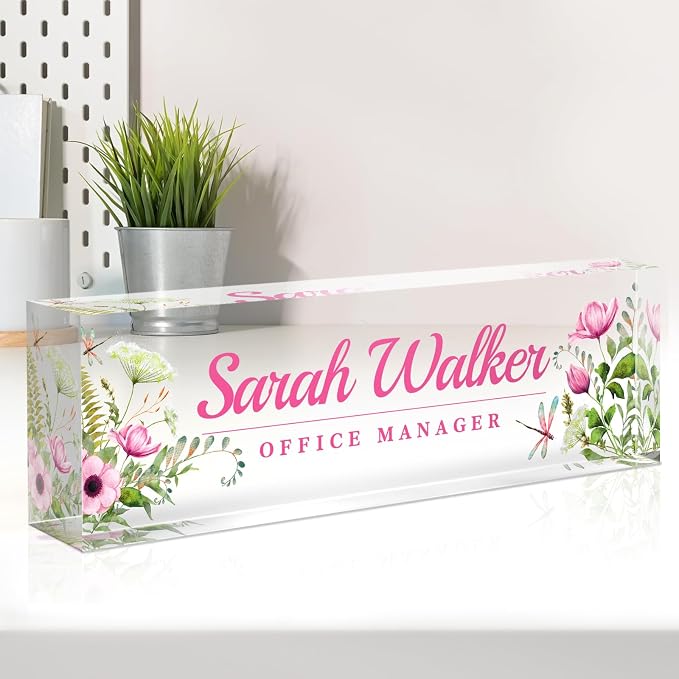 Name Plate for Desk, Desk Name Plate Personalized, Office Decor for Women Men by Spricoz