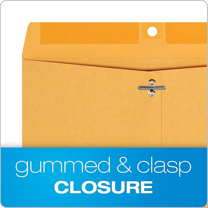 Quality Park 9-1/2" x 12-1/2" Clasp Envelopes, Gummed Flap - Image 3