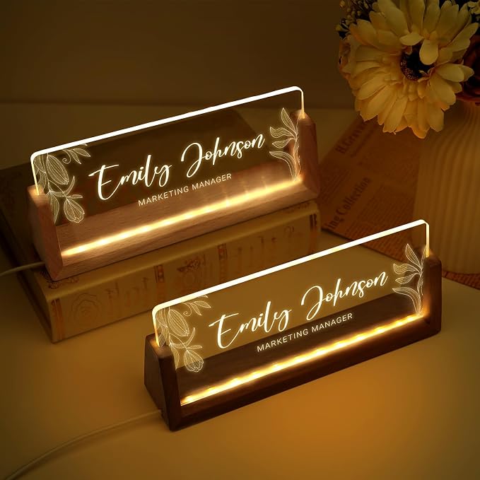 Custom Name Plate for Desk, Personalized Light Up Acrylic Desk Name Plate - Image 5