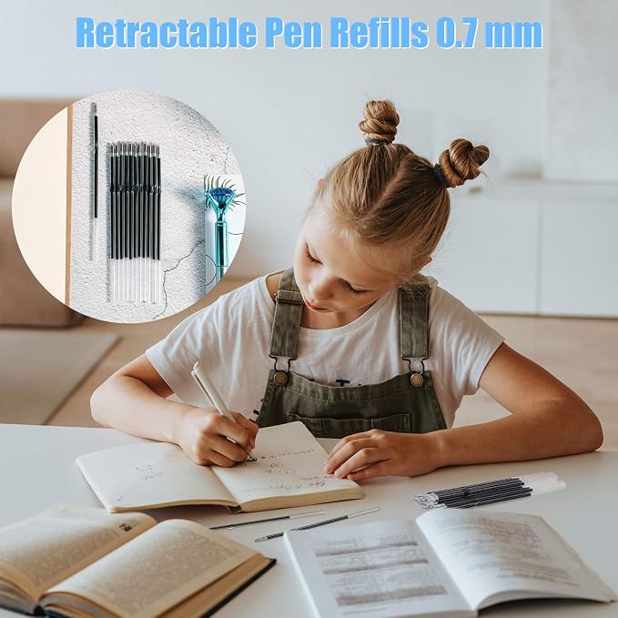 Outus 60 Pcs 0.7 mm Blue Retractable Pen Refills Bulk 4.2inch Replacement - Image 7