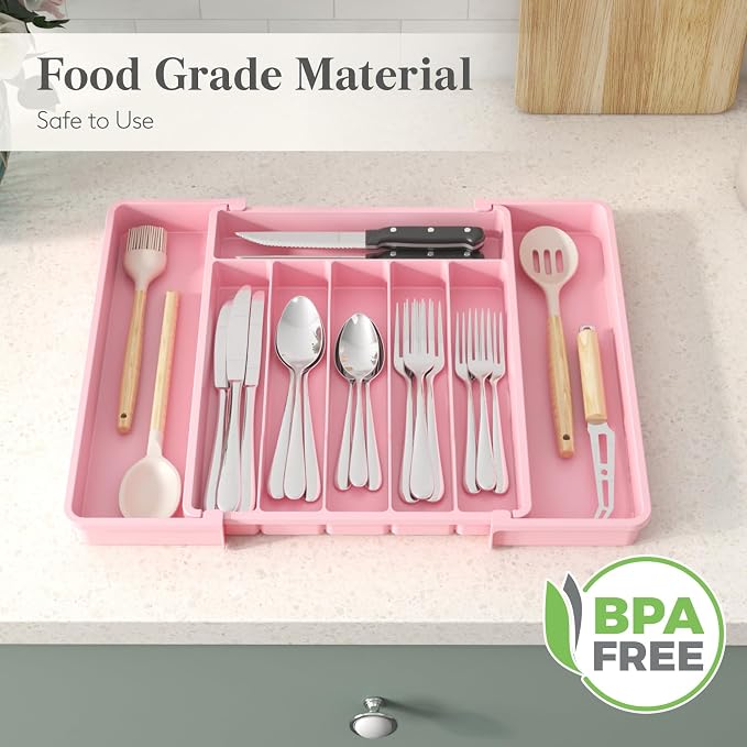 Lifewit Silverware Drawer Organizer, Expandable Utensil Tray - Image 7