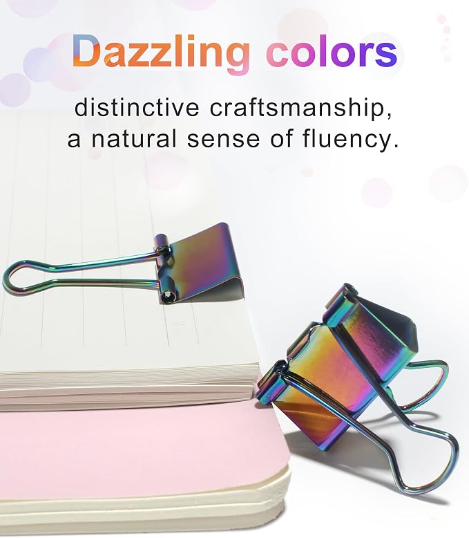 10 Pcs Rainbow Paper Clamps, Medium Binder Clips, 0.75 Inch Length - Image 6