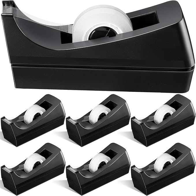 6 Pack Desktop Tape Dispenser Tape Roll Non Skid Base Tape Dispensers for Office Home School (Tape Not Included)-DeskLoop Office