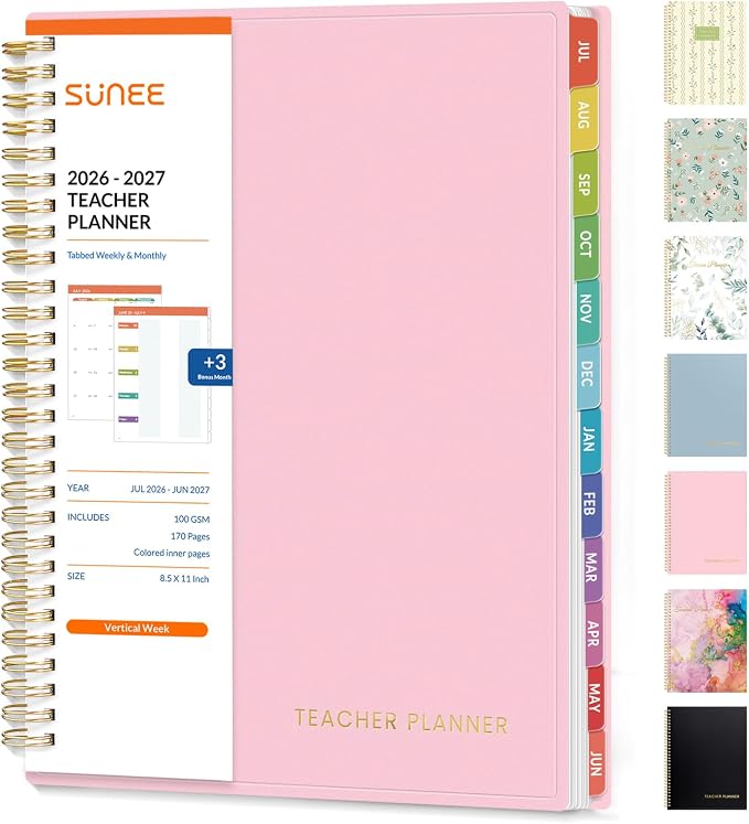 SUNEE Teacher Planner 2026-2027 Academic Year, Lite Lesson Planner Book by SUNEE