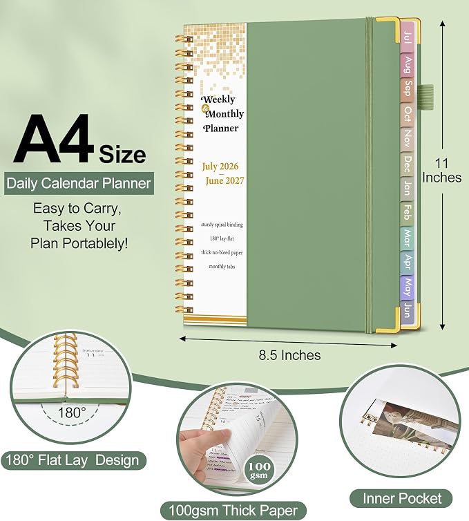 Academic Planner 2026-2027, Hardcover Weekly and Monthly Calendar Planner from - Image 5
