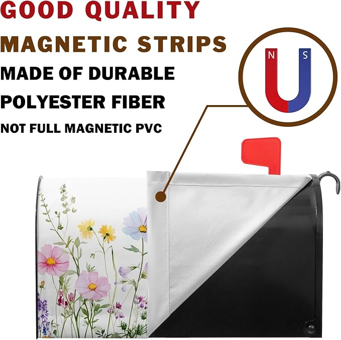 Spring Summer Mailbox Covers Magnetic Colorful Floral Flowers Post Letter Box - Image 6