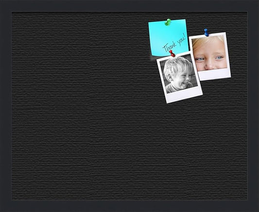 PinPix 20x16 Inch Cork Bulletin Board. This Decorative Framed Pin Board Comes with Solid Black Design and a Satin Black Frame. Ideal for Home Office Decor or Message Board (PinPix-622)-DeskLoop Office