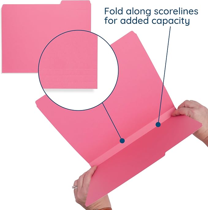 100 Blue Summit Supplies Pink File Folders, Letter Size - Image 2