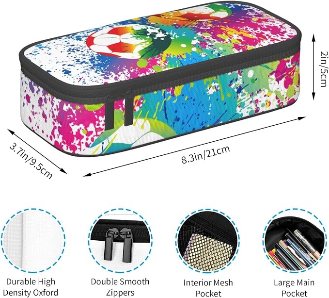 Colorful Soccer Pencil Case Big Capacity Storage Pencil Pouch Stationery Bags - Image 6