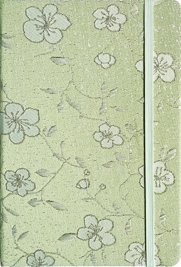 A5 Notebook, Ruled Paper, Lined Page, Linen Cover, Flower Fabric, Journal by ipoul