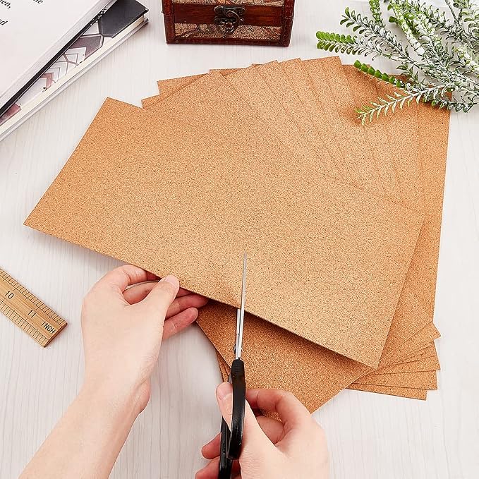 OLYCRAFT 10 Sheets 1mm Thick Cork Sheets 12x6.1 Inch Thin Cork Roll Brown Corks - Image 2