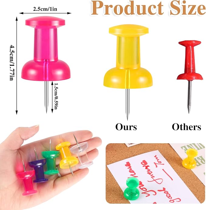 40 Count 1.8 Inch Jumbo Push Pins - Image 2