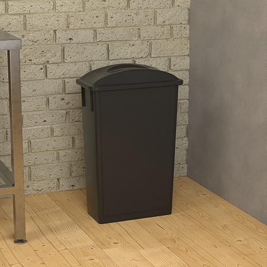 23 Gallon Black Slim Jim Trash Can with Flat Lid with Handle-DeskLoop Office